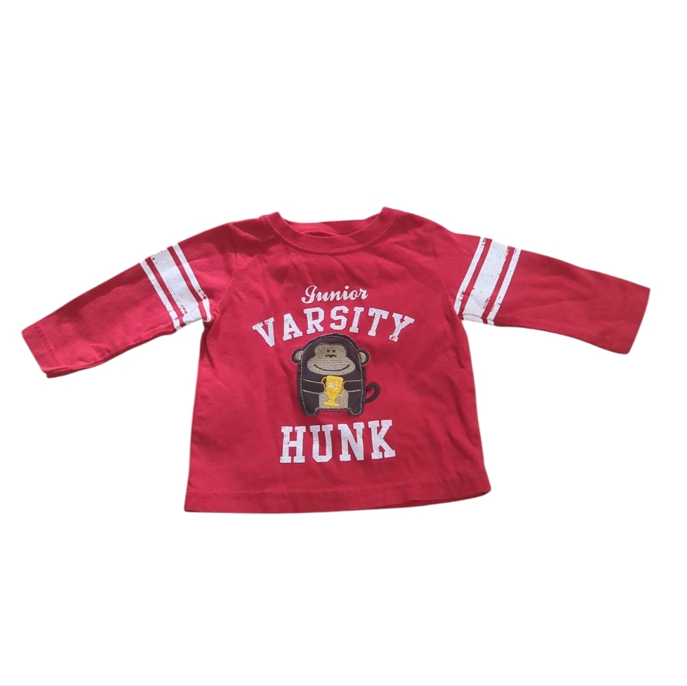 Carter's Red Long Sleeve Varsity Tee Size 6 Months.